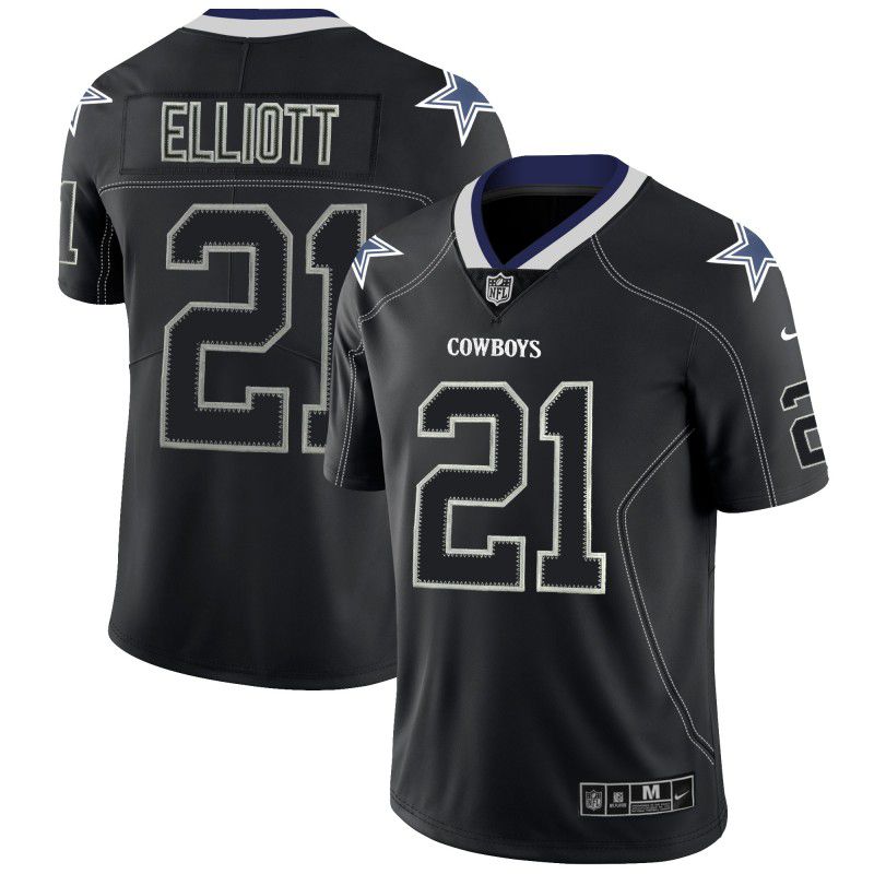Men Dallas cowboys 21 Elliott Nike Lights Out Black Color Rush Limited NFL Jerseys